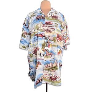 Vintage 90s Del Mar Thoroughbred Club Horse Racing Resort Shirt USA Camp Collar